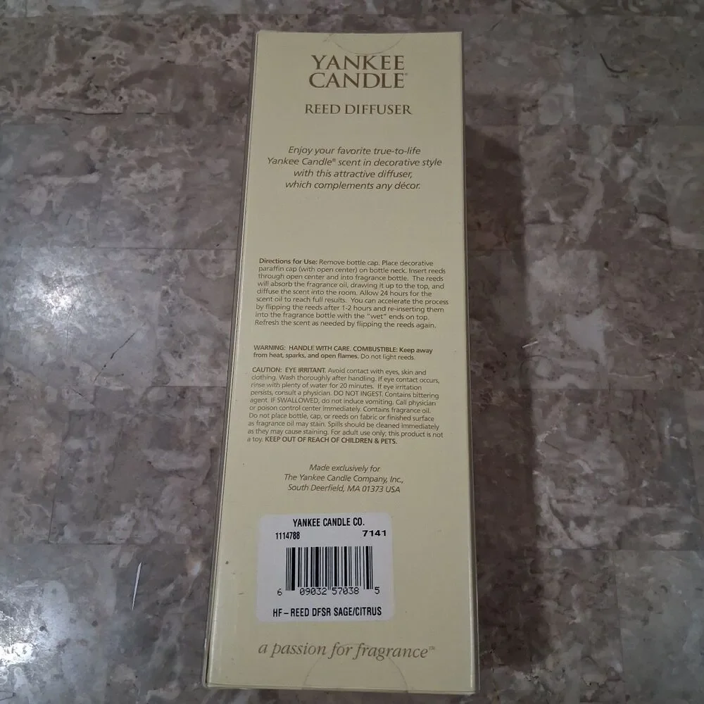 New Yankee Candle Reed Diffuser – Sage & Citrus – 4 oz Home Fragrance Gift Set